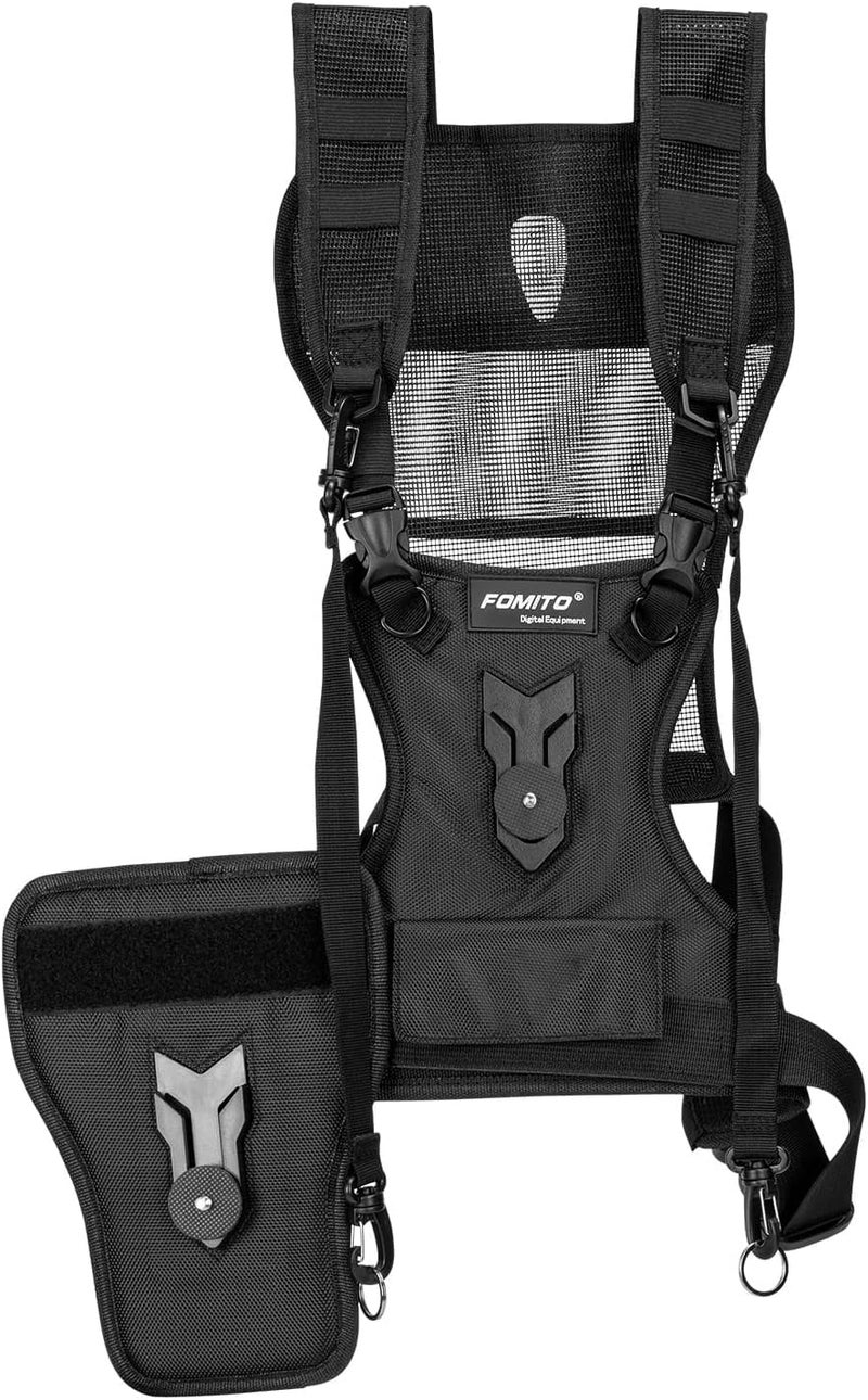 FOMITO Multi Camera Carrying Chest Harness System Vest with Side Holster for Canon for Nikon for Panasonic for Olympus for Sony A7R A7S A7II A7RII A58 A99 A6000 A6300 DSLR - Image 2